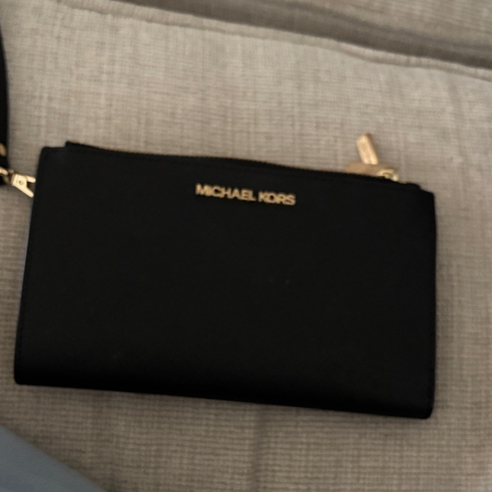 Michael Kors Black and Gold Wristlet